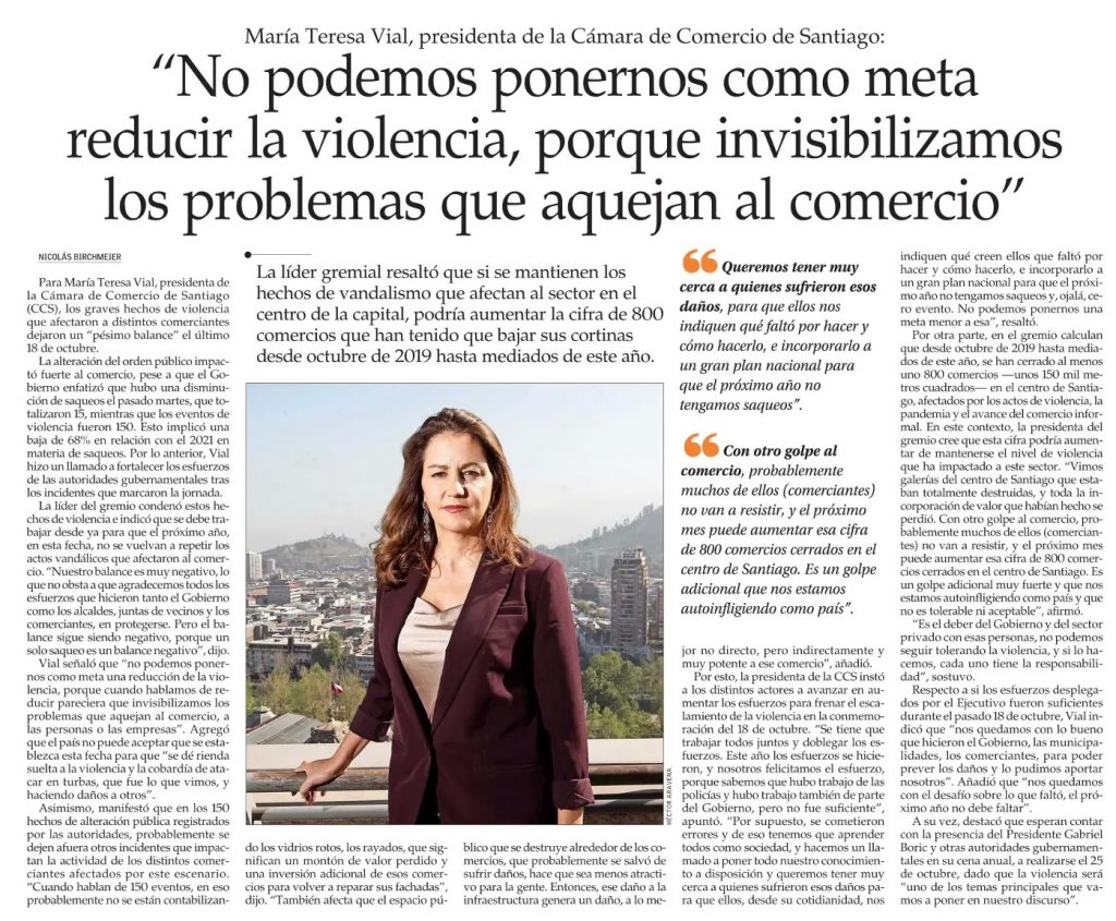María Teresa Vial “No podemos ponernos como meta reducir...