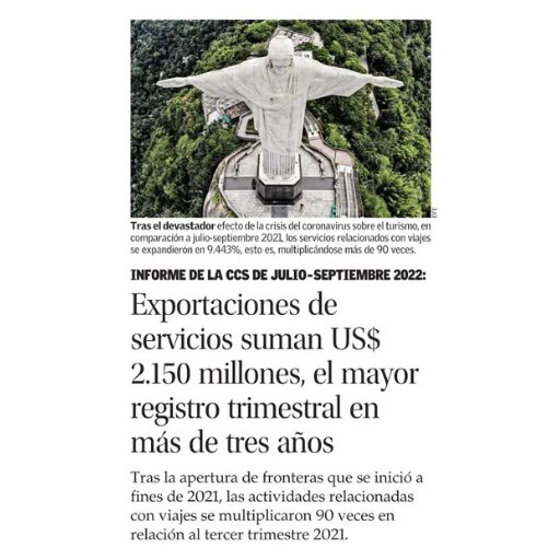 Exportaciones de servicios suman US$ 2.150 millones, el mayo...