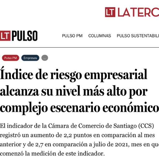 Índice de riesgo empresarial alcanza su nivel más alto por...