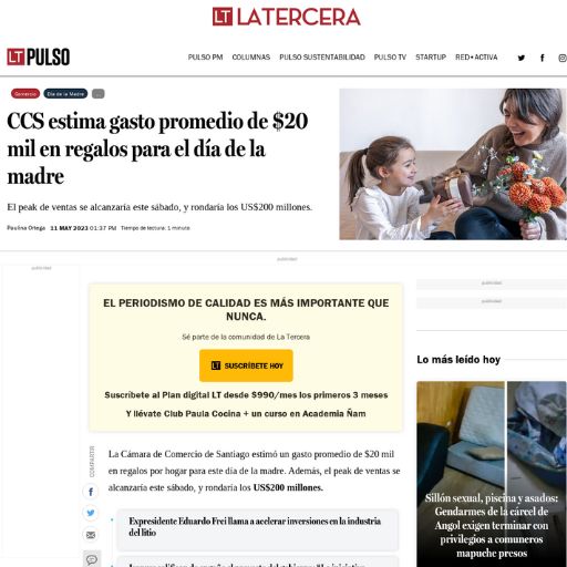 CCS estima gasto promedio de $20 mil en regalos para el día...