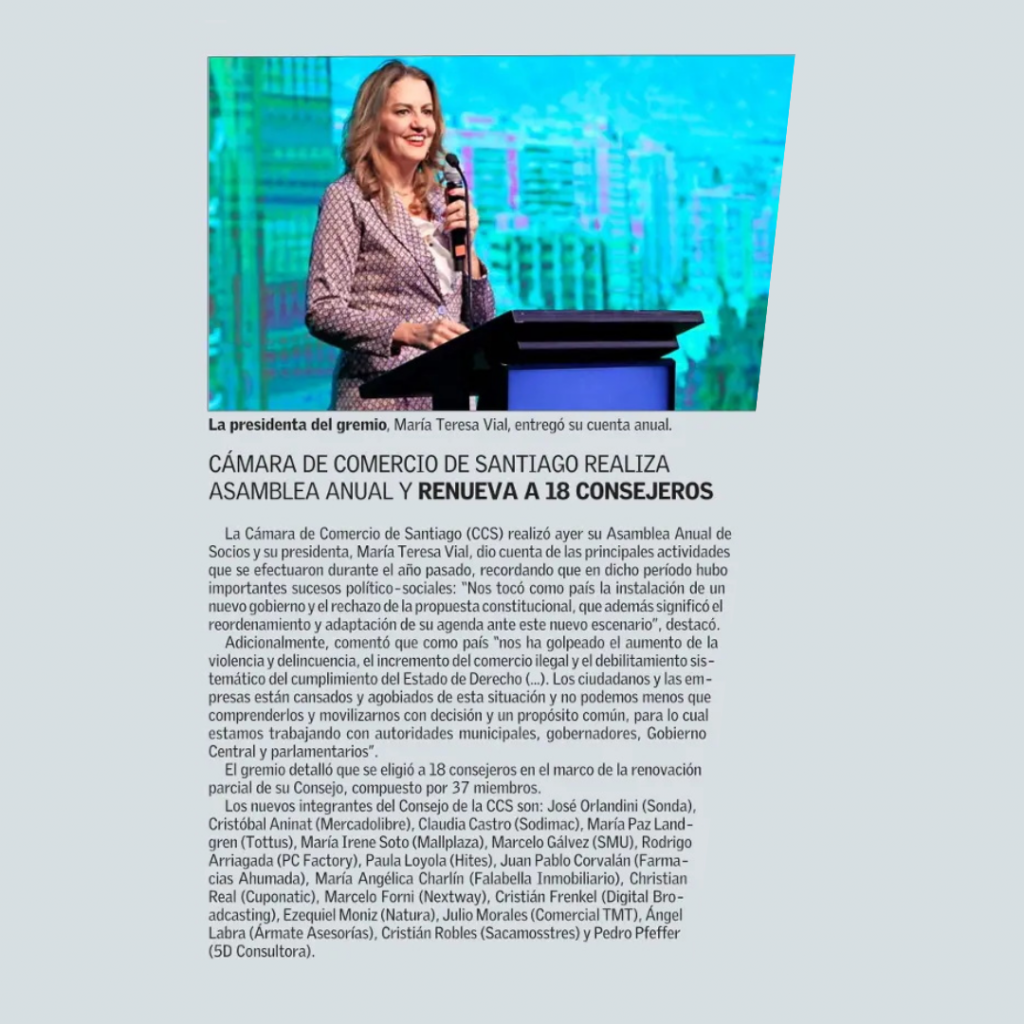 Cámara de Comercio de Santiago realiza asamblea anual y ren...