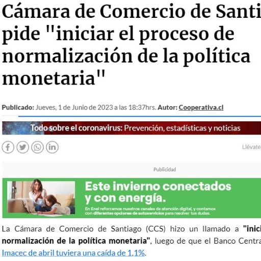 Cámara de Comercio de Santiago pide “iniciar el proce...
