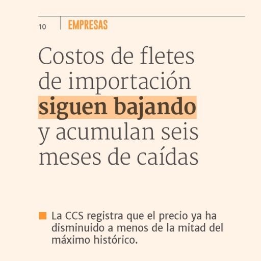 Costos de fletes de importación siguen bajando y acumulan s...