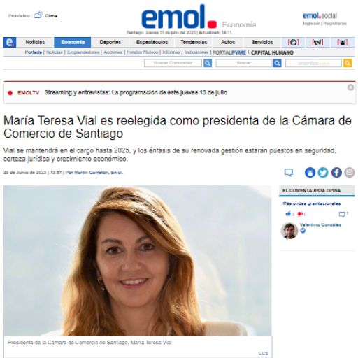 María Teresa Vial es reelegida como presidenta de la Cámar...