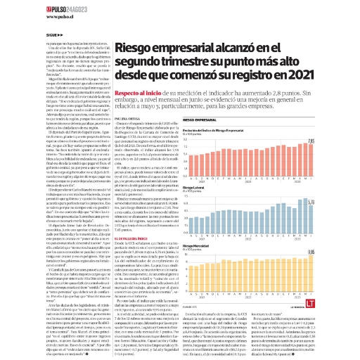 Riesgo empresarial alcanzó en el segundo trimestre su punto...