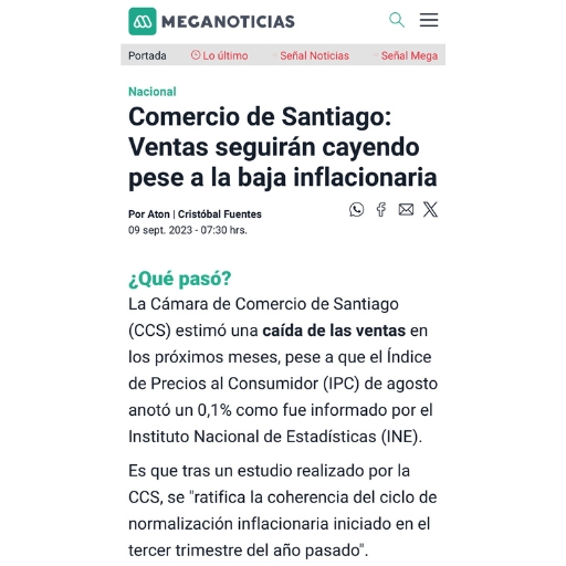 Comercio de Santiago: Ventas seguirán cayendo pese a la baj...