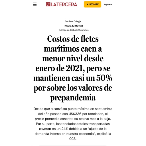 Costos de fletes marítimos caen a menor nivel desde enero d...