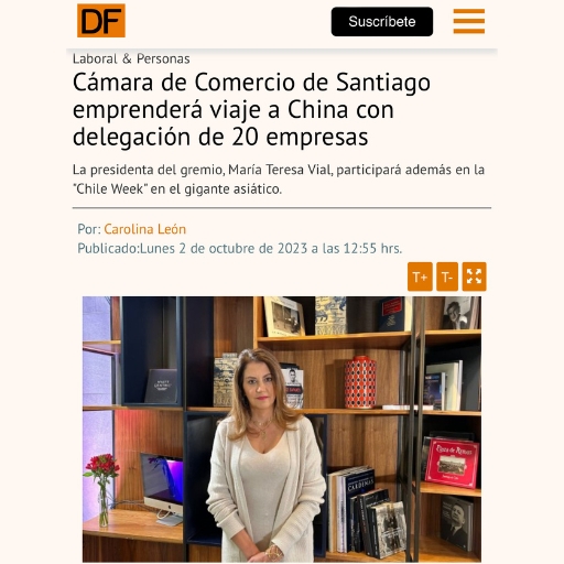 Cámara de Comercio de Santiago emprenderá viaje a China co...