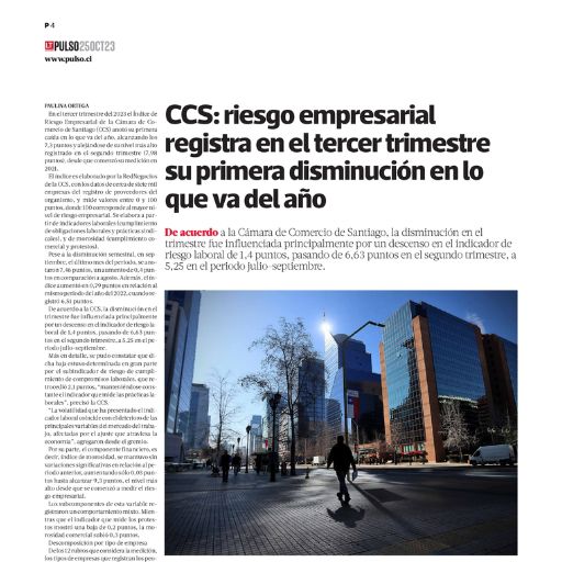 CCS: riesgo empresarial registra en el tercer trimestre su p...