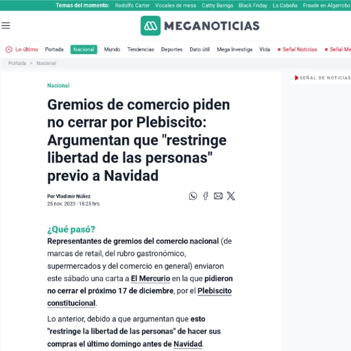 Gremios de comercio piden no cerrar por Plebiscito: Argument...