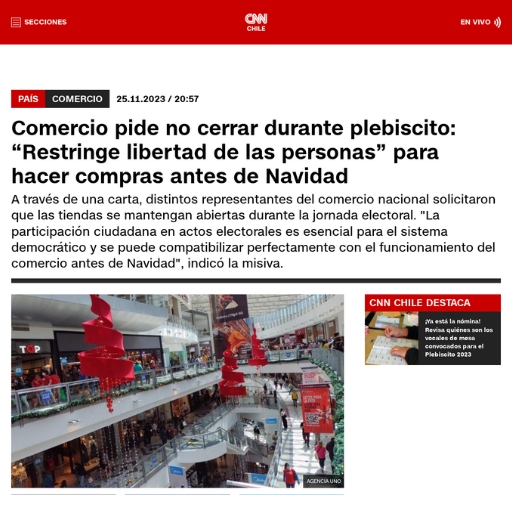 Comercio pide no cerrar durante plebiscito: “Restringe lib...