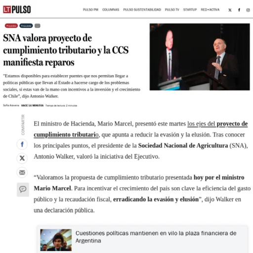 SNA valora proyecto de cumplimiento tributario y la CCS mani...