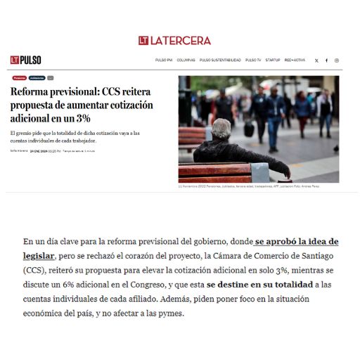 Reforma previsional: CCS reitera propuesta de aumentar cotiz...
