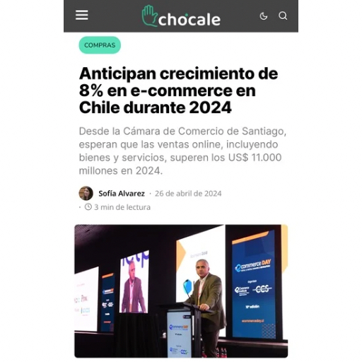 Anticipan crecimiento de 8% en e-commerce en Chile durante 2...