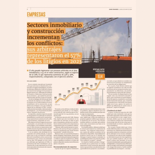 Sectores inmobiliario y construcción incrementan los confli...