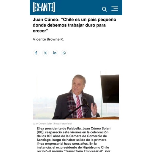 Juan Cúneo: “Chile es un país pequeño donde debemos tra...