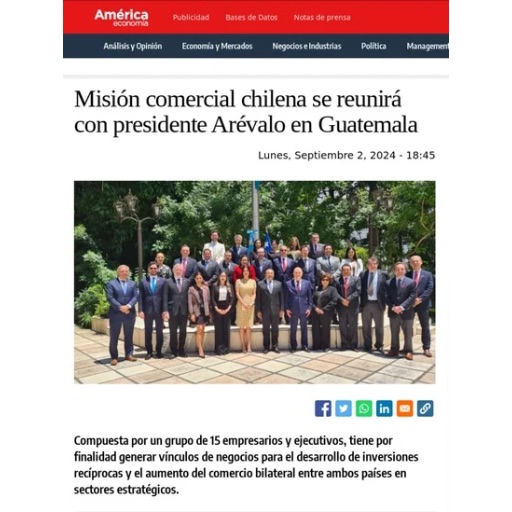 Misión comercial chilena se reunirá con presidente Aréval...