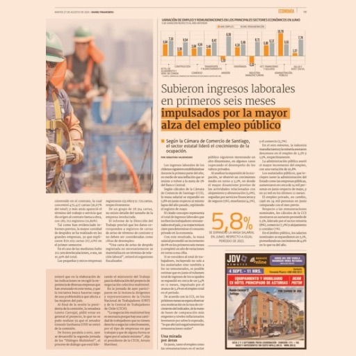 Subieron ingresos laborales en primeros seis meses impulsado...