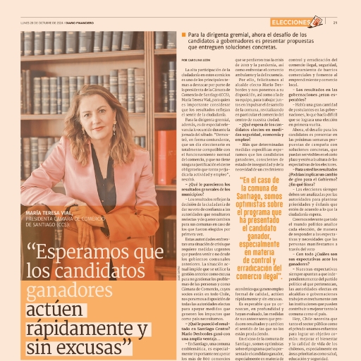 María Teresa Vial: “Esperamos que los candidatos ganadore...