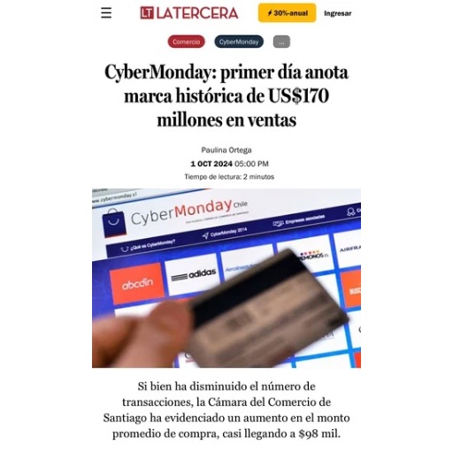 CyberMonday: primer día anota marca histórica de US$170 mi...