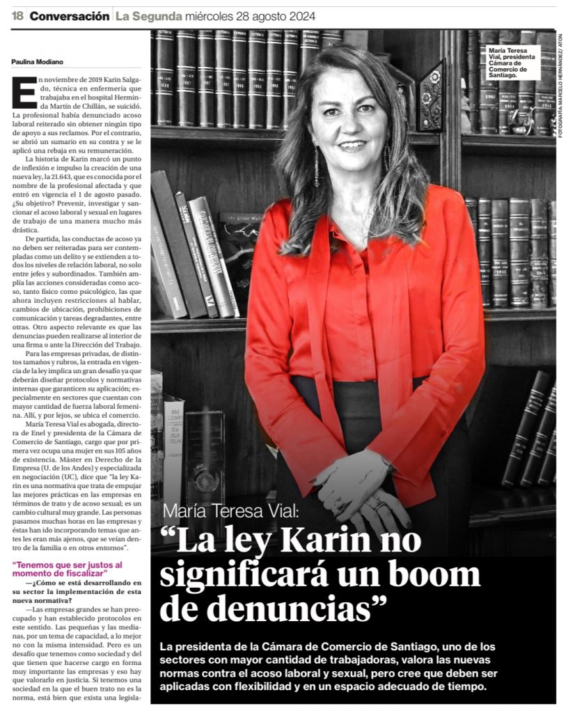 María Teresa Vial: “La ley Karin no significará un boom ...