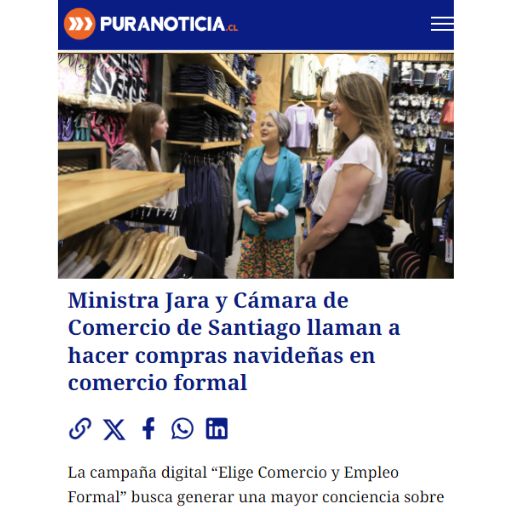 Ministra Jara y Cámara de Comercio de Santiago llaman a hacer compras navideñas en comercio formal (14/12/2024)
